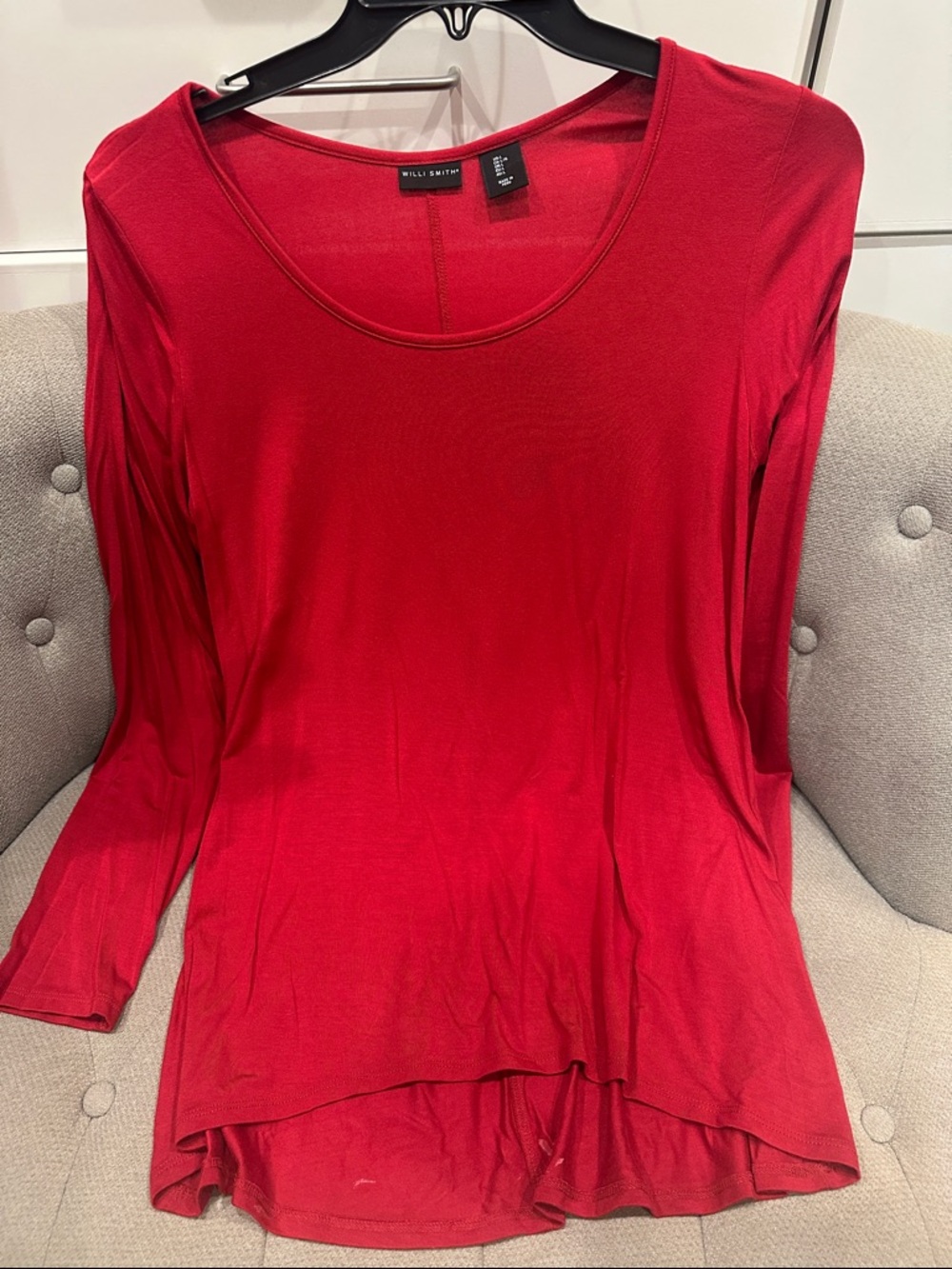 Vibrant Red Long Sleeve Scoop Neck Top